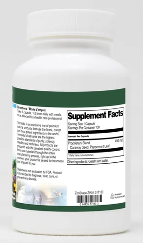 Vista 2 de Terravita Complejo de menta y alcaravea - 450 mg (100 Cápsulas, ZIN: 517180)