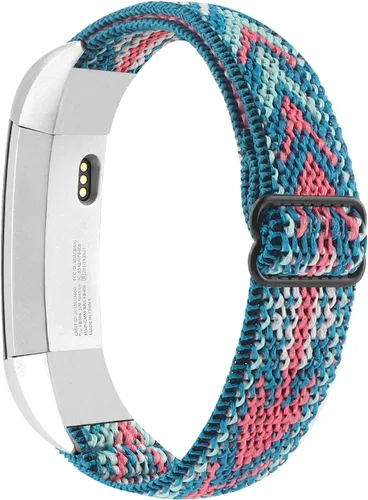 Vista 7 de Bandas elásticas ajustables compatibles con Fitbit Alta/Alta HR, correas deportivas de nailon elástico suave y transpirable de repuesto para mujeres