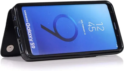 Vista 6 de Funda de teléfono para Samsung Galaxy S9 con protector de pantalla de vidrio templado, tarjetero con soporte para tarjetero, soporte con tapa