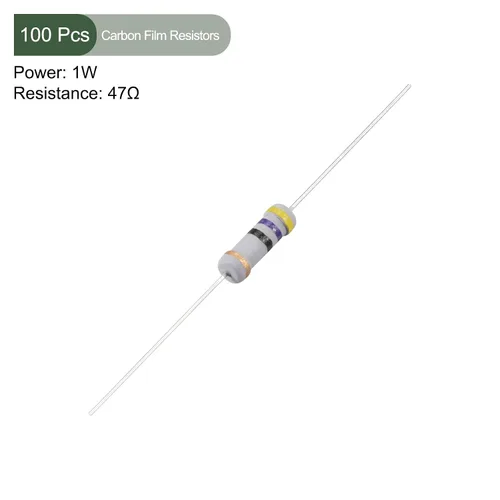 Vista 2 de YOKIVE 100 resistencias de película de carbono, 1 W, 47 ohmios, 5 % de tolerancias, buenas para proyectos electrónicos de bricolaje