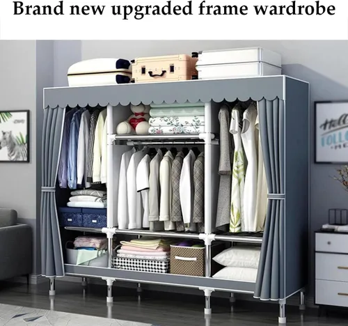 Vista 3 de large closets Portable Wardrobe Closet Thick Metal Frame Closets for Bedroom Cloth Wardrobe Closet for Bedroom Hanging Clothes Closet Space-saving