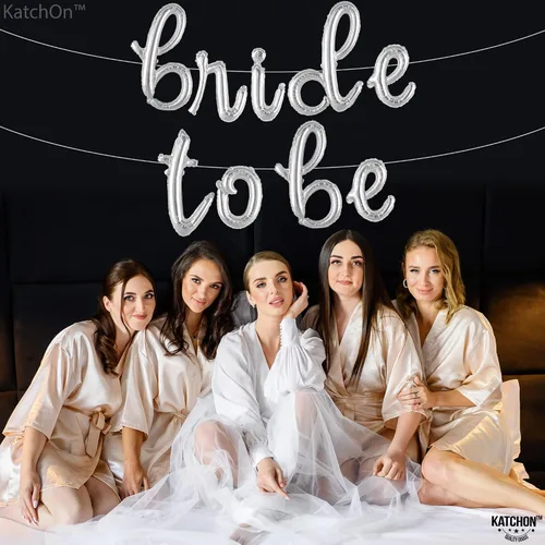 Vista 6 de KatchOn, Globos plateados con texto en inglés "Bride To Be", 16 pulgadas, letrero de novia para decoraciones de despedida de soltera, globos