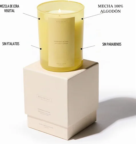 Vista 4 de Vela perfumada de bergamota y jazmín 11 onzas, 60 horas de combustión Cera de soja natural, mecha de algodón Velas perfumadas de soja