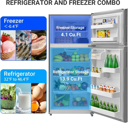 Vista 3 de Refrigerador de 30" con congelador superior independiente, refrigerador sin escarcha de 18,0 pies cúbicos, refrigerador de tamaño completo