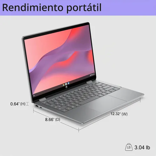 Vista 7 de HP Chromebook 14 x360 Plus, portátil 2 en 1 de 14", Intel N150, 4 GB, UFS