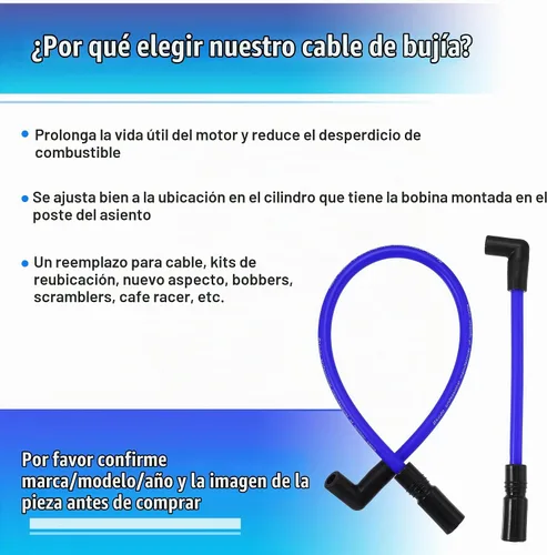 Vista 6 de Motoforti Kit de 2 piezas de cables de bujía de 10.4mm y 10mm DYNA-409BL azul de silicona para Harley Davidson Big Twin FXD Dyna 2000-2017