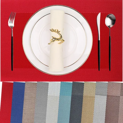 Vista 79 de Manteles individuales de vinilo resistentes al calor, lavables, fáciles de limpiar, manteles individuales de plástico para cocina, mesa de comedor