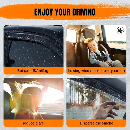 Vista 4 de Deflectores de visera de ventana con cinta, compatibles con Chevy Equinox 2010-2017, protectores de lluvia de ventana de estilo delgado, con tinte