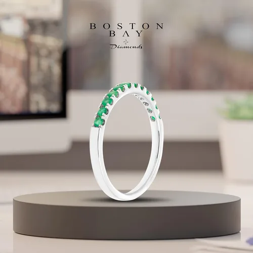 Vista 5 de Boston Bay Diamonds 10K Gold Gemstone Stackable Wedding Anniversary Birthstone Band Ring - Choice of Gold Color, Gemstone