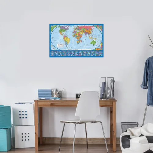 Vista 5 de Póster Mapa del Mundo Equal Earth - el diseño del mapa muestra los continentes en su verdadero tamaño relativo. (LAMINADO, 45,72 cm x 73,66 cm)