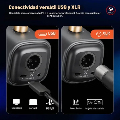 Vista 5 de NearStream Micrófono dinámico AM15X para PC con USB/XLR, cancelación