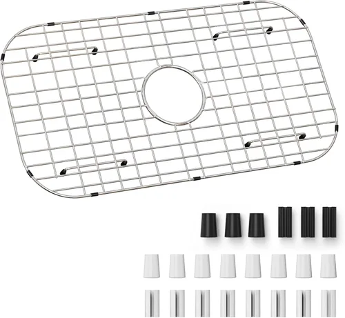 Vista 12 de Rejilla de fregadero de 18" x 12-1/2", rejillas de fregadero de acero inoxidable para la parte inferior de fregaderos de cocina, drenaje centrado