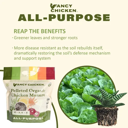 Vista 3 de Abono multiusos Fancy Chicken - 5 libras de estiércol orgánico de pollo en bolitas y seco Alimento vegetal totalmente natural Ideal para plantas