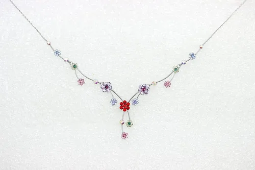 Vista 3 de Faship - Precioso juego de collar y aretes con diamantes de imitación