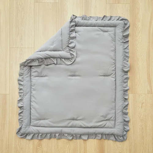 Vista 9 de Juego de ropa de cama de 3 piezas para cuna de bebé, edredón acolchado con volantes para bebé con sábana ajustable y funda de almohada - Ropa