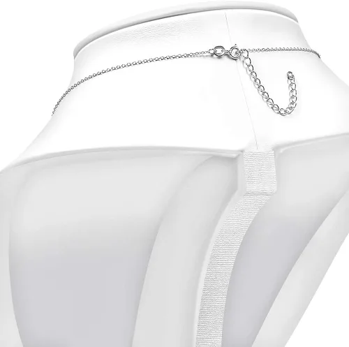 Vista 3 de Collar con colgante CZ mal de ojo azul blanco de plata de ley 925