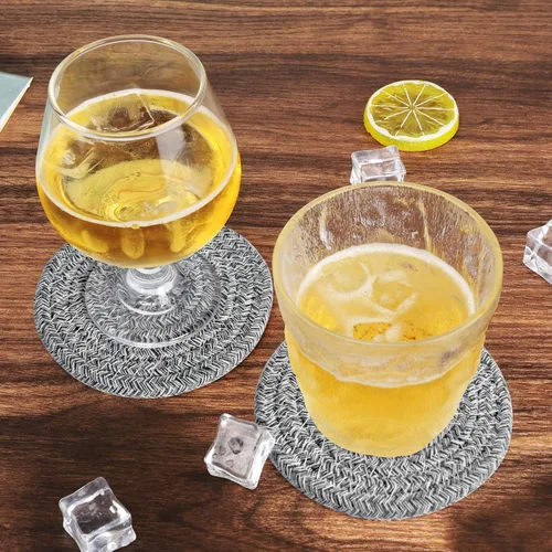 Vista 5 de ABenkle Juego de 6 posavasos tejidos para bebidas, posavasos absorbentes bohemios, 4.3 pulgadas, regalo perfecto para inauguración de la casa