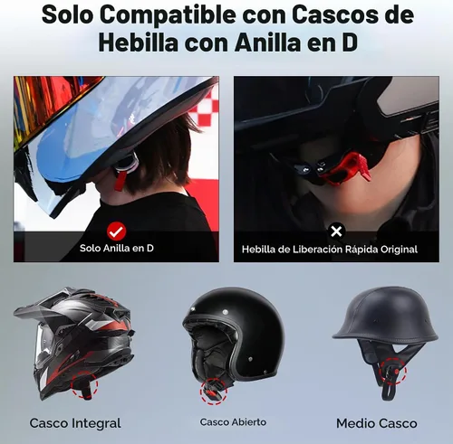Vista 4 de Kit de hebilla de liberación rápida para casco universal acero Negro