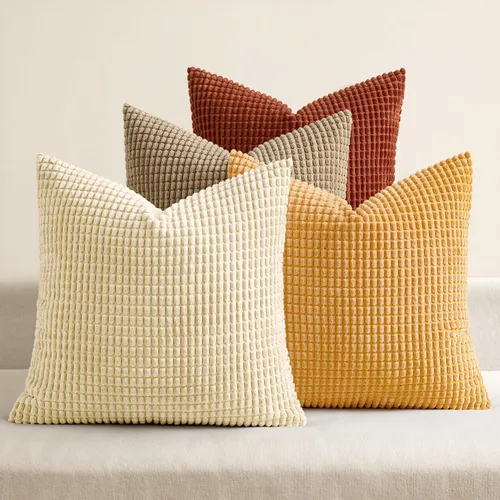 Vista 21 de MIULEE Farmhouse - Juego de 4 fundas de almohada decorativas de 16 x 16 pulgadas, color marrón y verde Modern Natural Rustic Throw Pillows Neutral