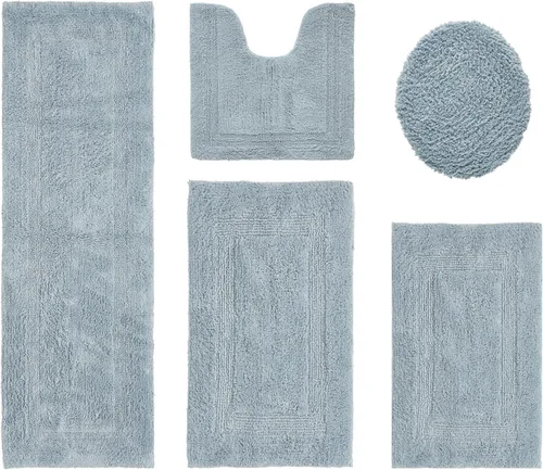 Vista 565 de Better Trends - Juego de 2 alfombras de baño 100% algodón, extra suaves, con borlas, de 17" x 24", alfombra de baño superabsorbente y reversible