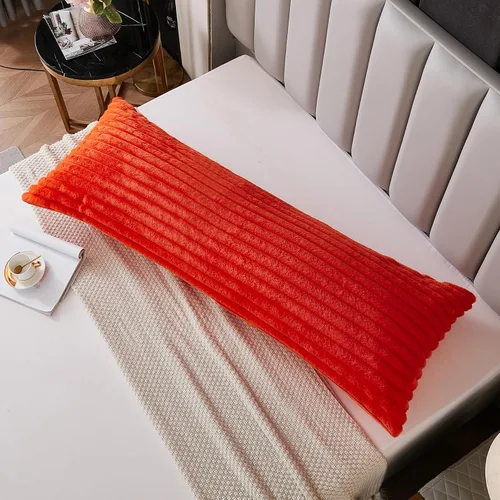 Vista 22 de Juego de 2 fundas de almohada para cama tamaño king, fundas de cojín rectangulares lumbares con diseño de rayas, forro de piel de conejo sintética