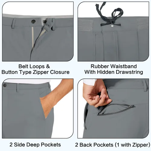 Vista 3 de JIM LEAGUE Pantalones deportivos de golf para hombre, con trabillas para cinturón, ajustados, elásticos, para trabajo, viajes, casual, corte cónico