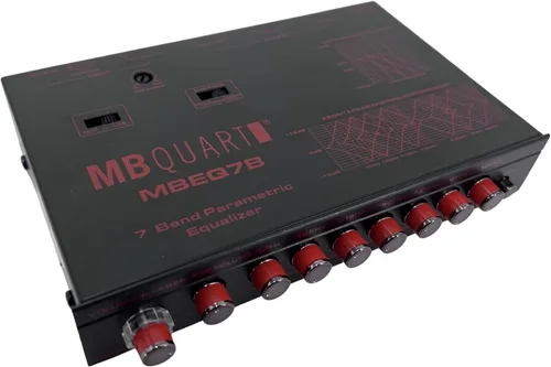 Vista 7 de MB Quart MBEQ7B - Ecualizador gráfico de audio para automóvil de 7 bandas, 9 voltios, 1/2 DIN, con entrada auxiliar frontal de 0.138 in, entrada