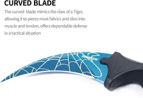 Vista 4 de Dispatch Karambit Cuchillo táctico de hoja fija para acampar, cuchillo de caza al aire libre con funda y cable, adecuado para senderismo, aventura