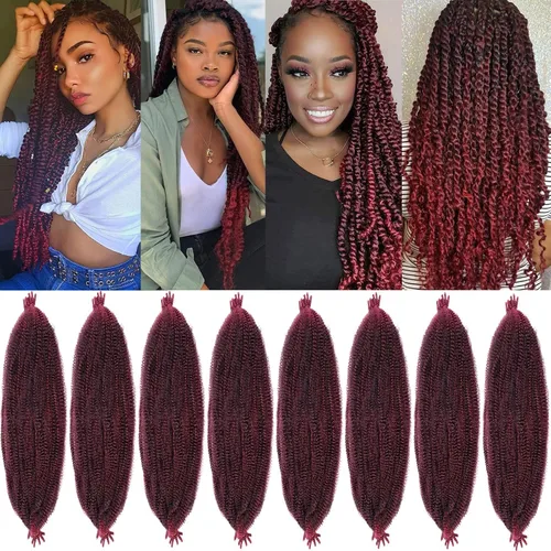 Vista 78 de Cabello de Envoltura Pre-Esponjado de 8 Pulgadas, 3 Paquetes, Cabello Afro Twist Pre-Separado Elástico para Locs, Cabello Afro Twist Negro Natural