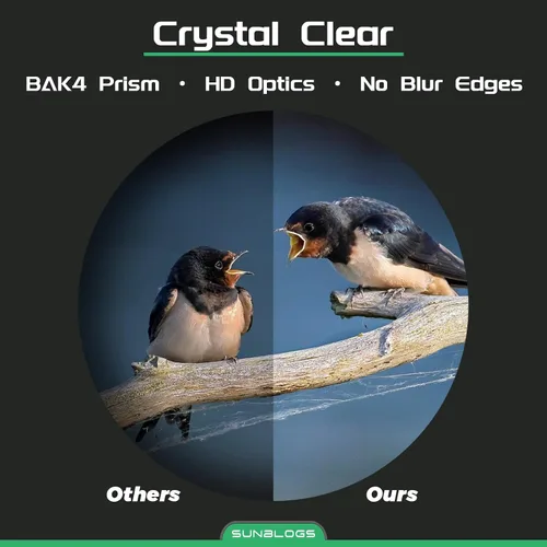 Vista 6 de Prismáticos HD de 12 x 42 pulgadas para adultos de alta potencia, prisma BAK4 impermeables para observación de aves, caza, viajes, senderismo y Negro
