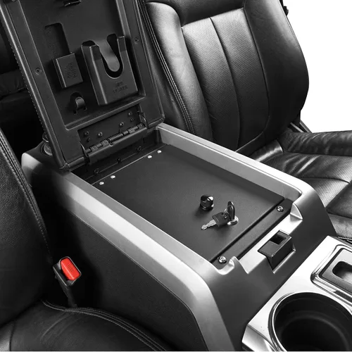 Vista 2 de Hooke Road F150 Caja de seguridad segura para consola de almacenamiento adicional compatible con Ford F-150 09-14 con consola central de flujo