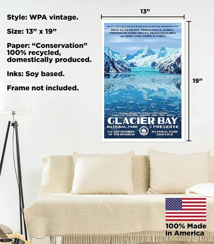 Vista 3 de National Park Posters Parque Nacional Yosemite, media cúpula, añade un toque retro a tu hogar – Diseño original de decoración de parque nacional