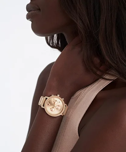 Vista 4 de Movado Bold Evolution Reloj de pulsera de acero inoxidable suizo Qtz para mujer, color oro rosa (Modelo 3600789), Oro Rosa, Moderno