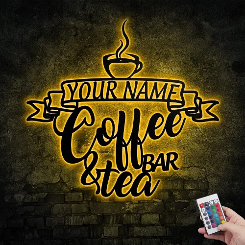 Vista 3 de Letrero de metal personalizado para barra de café, varios tamaños, placa de pared para decoración de cocina, regalos personalizados para amantes