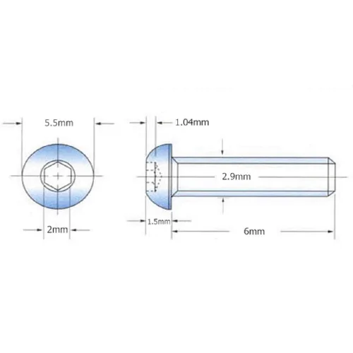 Vista 2 de 50pcs M3 12.9 Tornillos Allen Tornillo hexagonal Cabeza de botón Tornillos Tornillos hexagonales Oro (0.236 in)