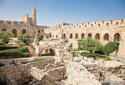 Vista 4 de David Tower - Telón de fondo de fotografía de la ciudad vieja de Jerusalén de 12 x 8 pies, decoración de juegos de iglesia, Belén, foto VBS, torre
