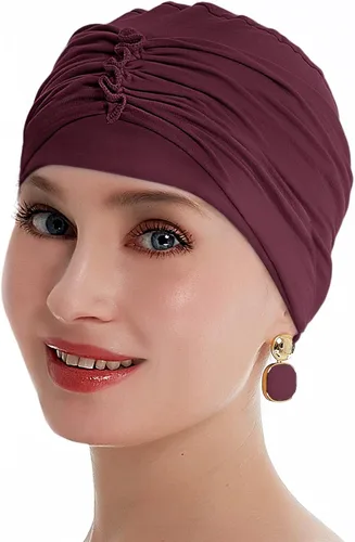 Vista 2 de osvyo Gorro de bambú suave para la pérdida de cabello para mujeres, sombreros para el cáncer hechos a mano