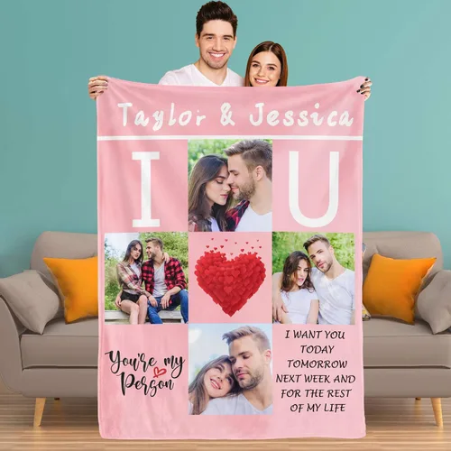 Vista 15 de Youltar Manta personalizada con fotos de texto, mantas personalizadas con imágenes para novia, parejas, marido, esposa, boda, utilizada como regalo