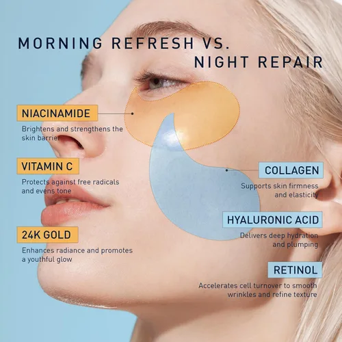 Vista 3 de Kit de parches para debajo de los ojos: 120 piezas de retinol y gel dorado para ojeras, hinchazón y arrugas, almohadillas de tratamiento de piel