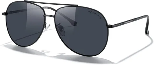 Vista 2 de MERRY'S Lentes de sol de aviador para mujeres y hombres, lentes de espejo polarizadas con funda, lentes de sol polarizadas para conducción, 2.362 in