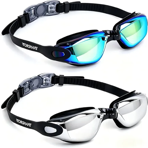 Vista 22 de Gafas de natación: paquete de 2 gafas de natación antivaho, sin fugas, protección UV, para adultos, hombres, mujeres, jóvenes