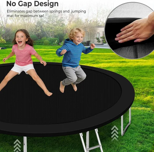 Vista 6 de Lyromix Trampolín mejorado con luces, trampolín grande para exteriores con aspersor, aro de baloncesto y red, capacidad para 5-8 niños y adultos