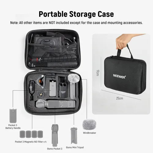 Vista 6 de NEEWER Basics Kit de Accesorios 16 en 1 Compatible con DJI OSMO Pocket 3, Mini Trípode, Varilla Selfie, Correa de Pecho, Montura Magnética
