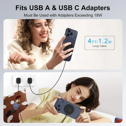 Vista 3 de Cargador inalámbrico magnético para iPhone 17e Mag-Safe, 2 unidades, cargador inalámbrico magnético de 15 W, almohadilla de carga rápida para iPhone