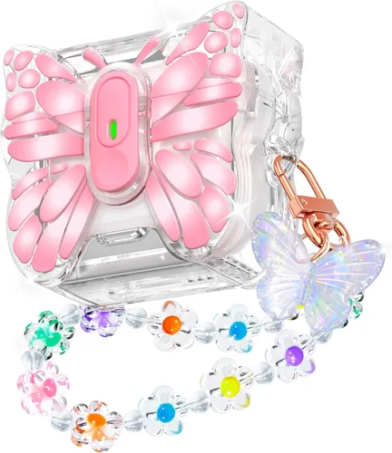 Vista 18 de R-fun Funda para AirPods Pro 2 Butterfly Artistry - Tapa desplegable automática y función de soporte, protección de grado militar de 360°