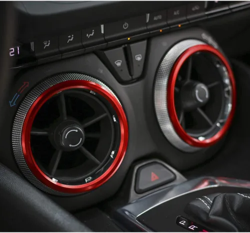 Vista 2 de Accesorios para Camaro Perillas de CA para salida de aire acondicionado para Chevrolet Camaro 2016-2020, aluminio rojo, 4 piezas