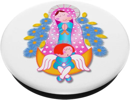 Vista 2 de Virgen de Guadalupe Nuestra Señora de Guadalupe Religious White - PopSockets Grip and Stand for Phones and Tablets