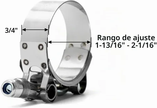 Vista 6 de QWORK Abrazadera de manguera de acero inoxidable con perno en T de 1.5 pulgadas, rango de trabajo de 1.811 in a 2.047 in para identificación