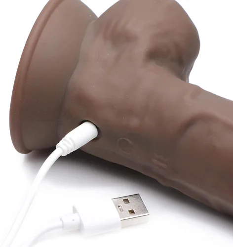 Vista 5 de Consolador vibrador de silicona hipoalergénica Silexpan de 9 pulgadas - Oscuro