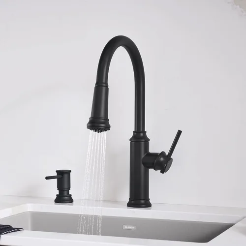 Vista 5 de Empressa - Grifo de cocina desplegable (1.5 GPM, color negro mate)